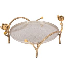 Фруктовница-конфетница Нимфея (поднос) Бронза Серебрянный