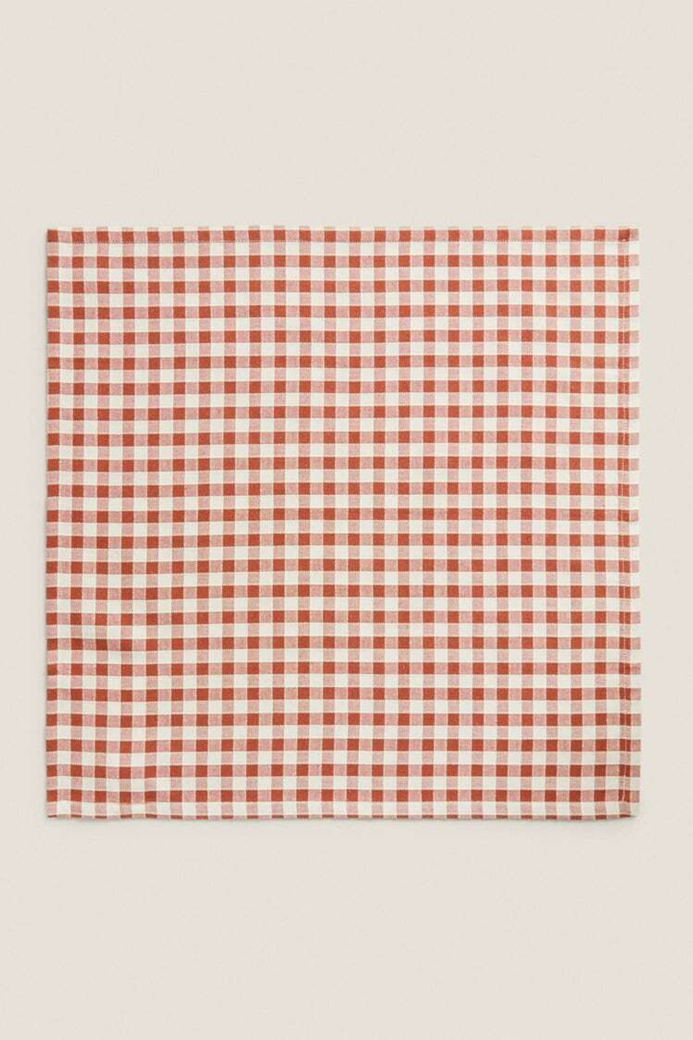 ZARA HOME САЛФЕТКИ ИЗ ХЛОПЧАТОБУМАЖНОЙ ТКАНИ В КЛЕТКУ (УПАКОВКА ИЗ 2 ШТУК), ЧЕРЕПИЧНЫЙ