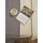 Простыня на резинке из сатина серо-бежевого цвета с брашинг-эффектом из коллекции essential, 160х200 см