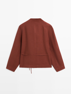 Massimo Dutti Кимоно из 100% льна с завязками и пуговицами, черепичный