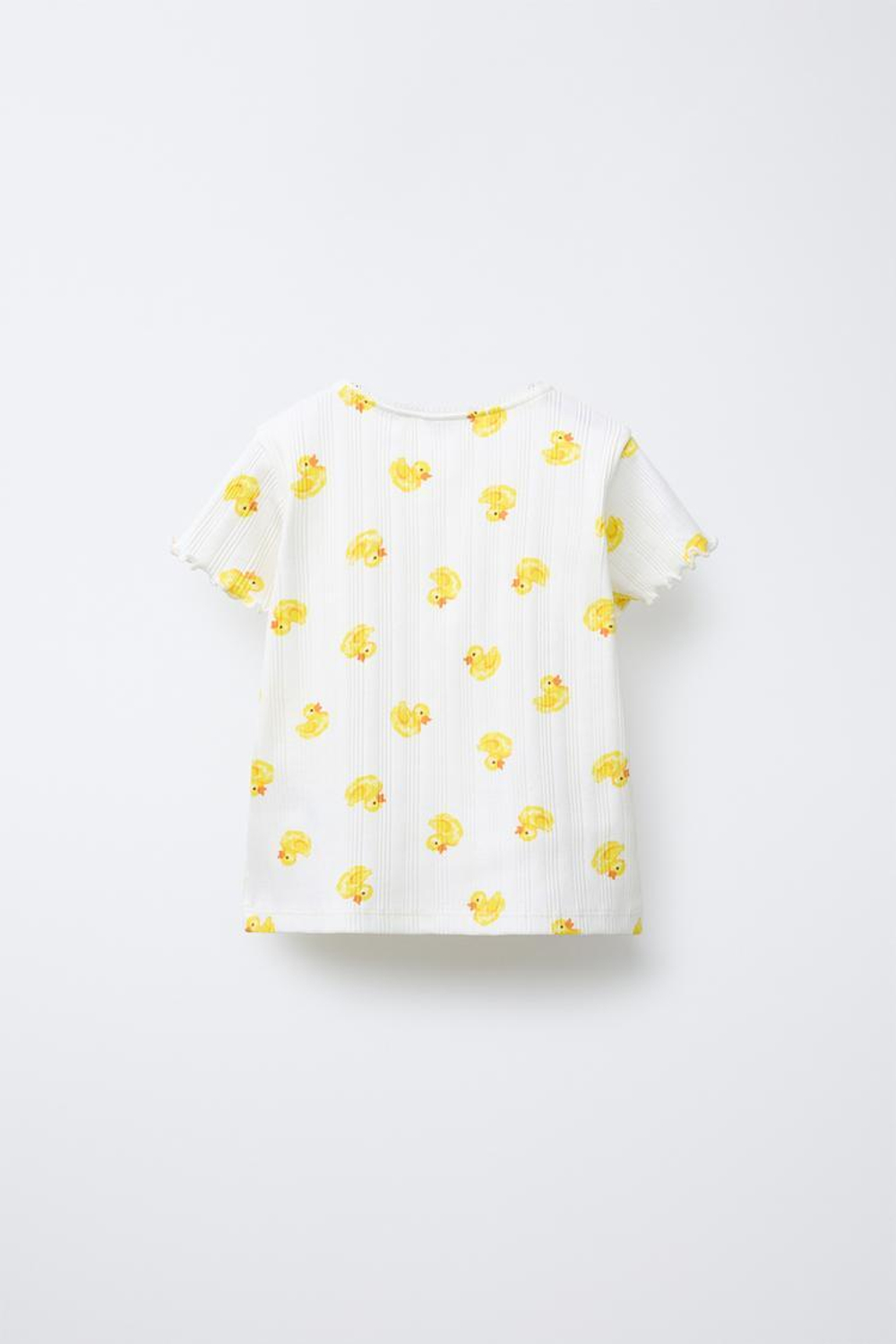 ZARA ПИЖАМА В РУБЧИК С ПРИНТОМ «УТЯТА», ЭКРЮ