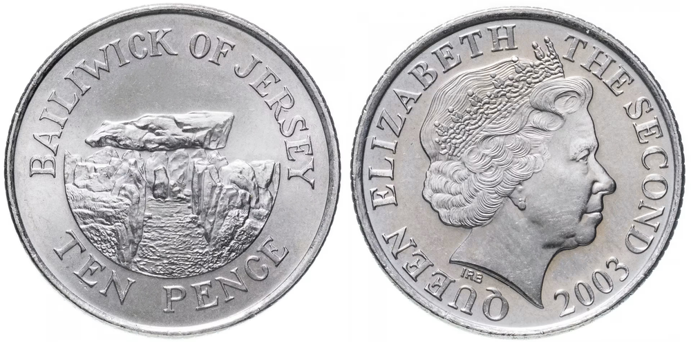 Джерси 10 пенсов, 2003 Дольмен Фалдуэ UNC
