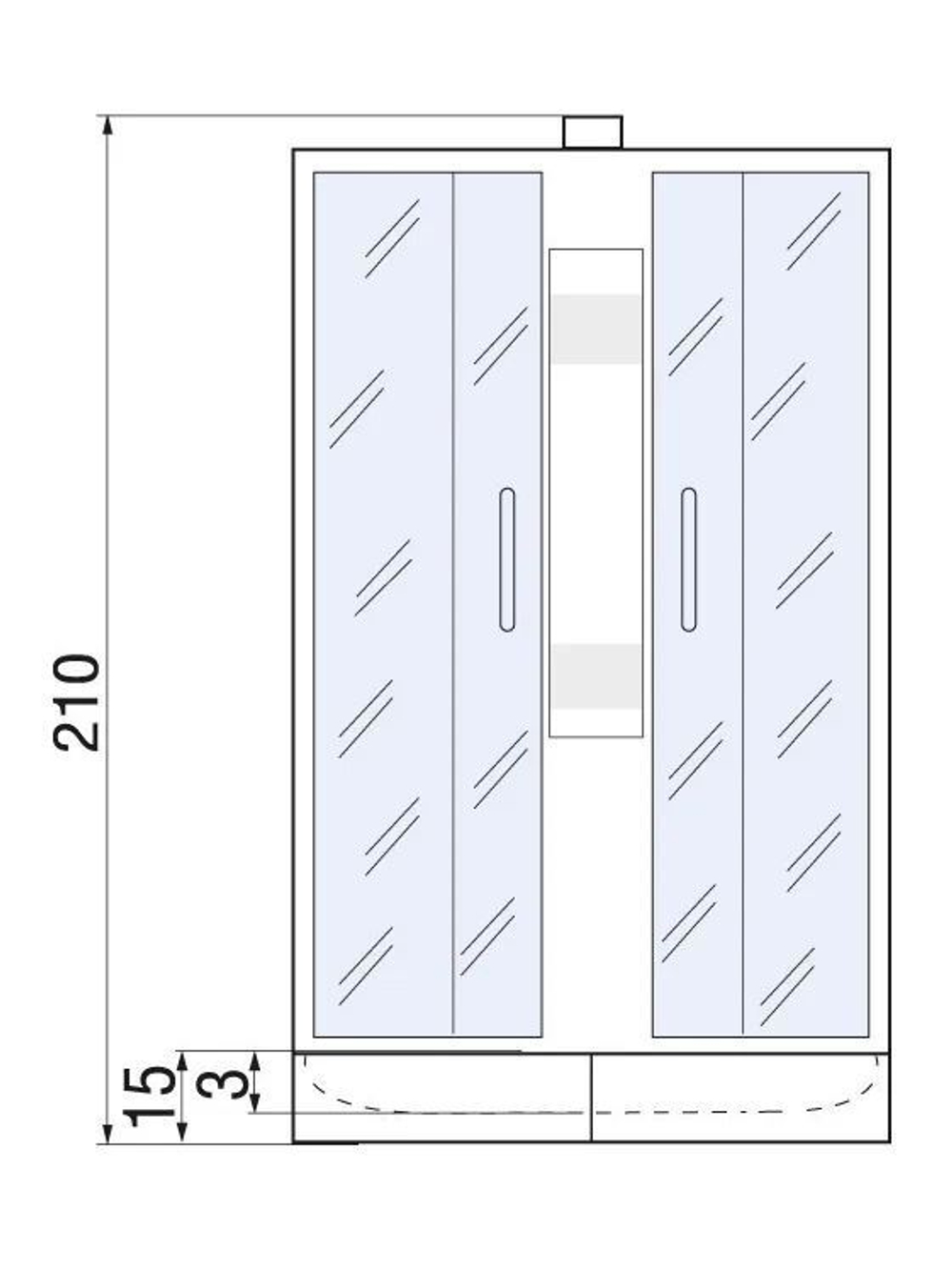 Душевая кабина RIVER  NARA LIGHT Б/К 80/15 MT 80х80 см,  матовое стекло, поддон низкий