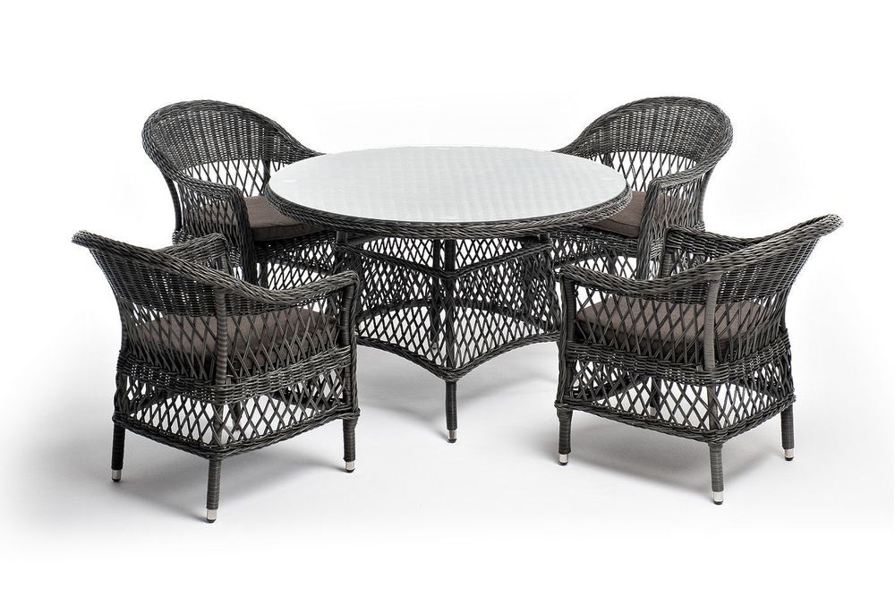 "Дольче" обеденная группа из искусственного ротанга, цвет графит