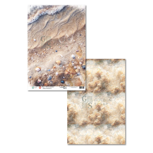 Лист двусторонней бумаги "Волн поцелуи" к коллекции "Египетская сила" от GoldenScrap и EasyBusyHobby, формат а4, 235г, арт. SSEA-27062024-2