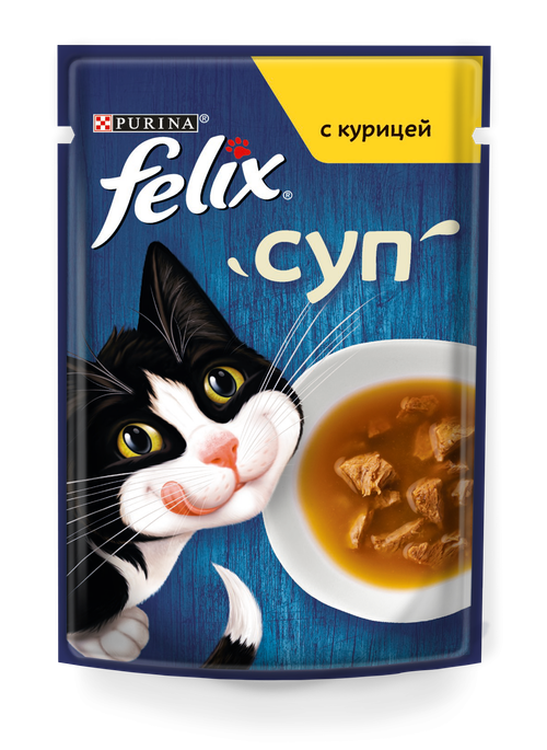 Влажный корм Felix Суп для взрослых кошек, с курицей, 48 г