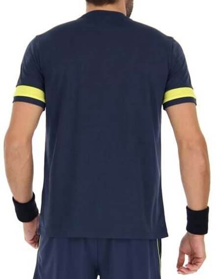 Теннисная футболка Lotto Superrapida V Tee - dark denim/acid yellow