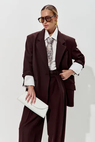 Пиджак свободный костюмный шоколадного цвета