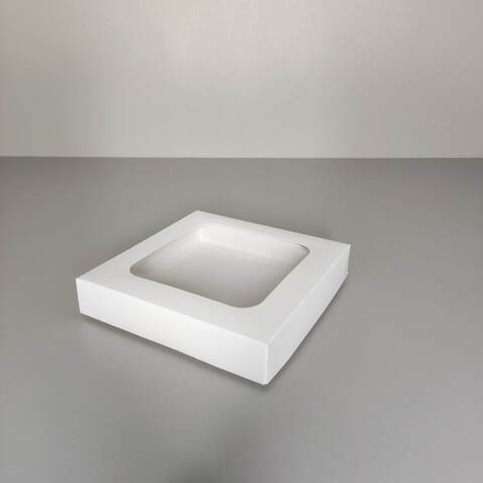 Коробка для пряников и печенья с окном белая 15х15х3 см