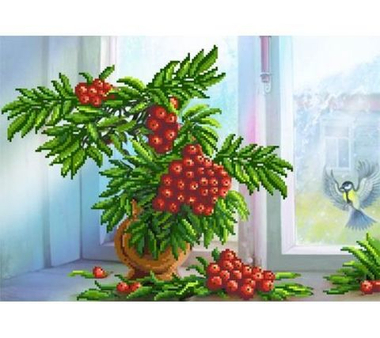 "Рябина на окне"-4078 ткань с нанесенным рисунком