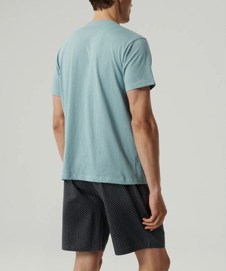 Пижама мужская с коротким рукавом и шортами Atlantic NMP-386, хлопок, голубой + графитовый