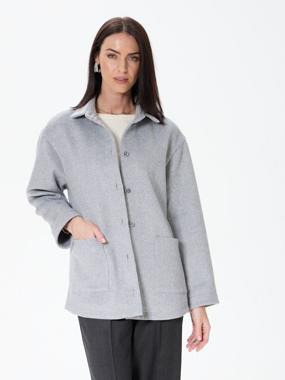 Куртка-Бостон серая шерсть