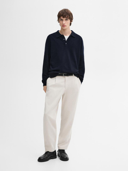 Massimo Dutti Свитер из 100% кашемира с воротником-поло, темно-синий