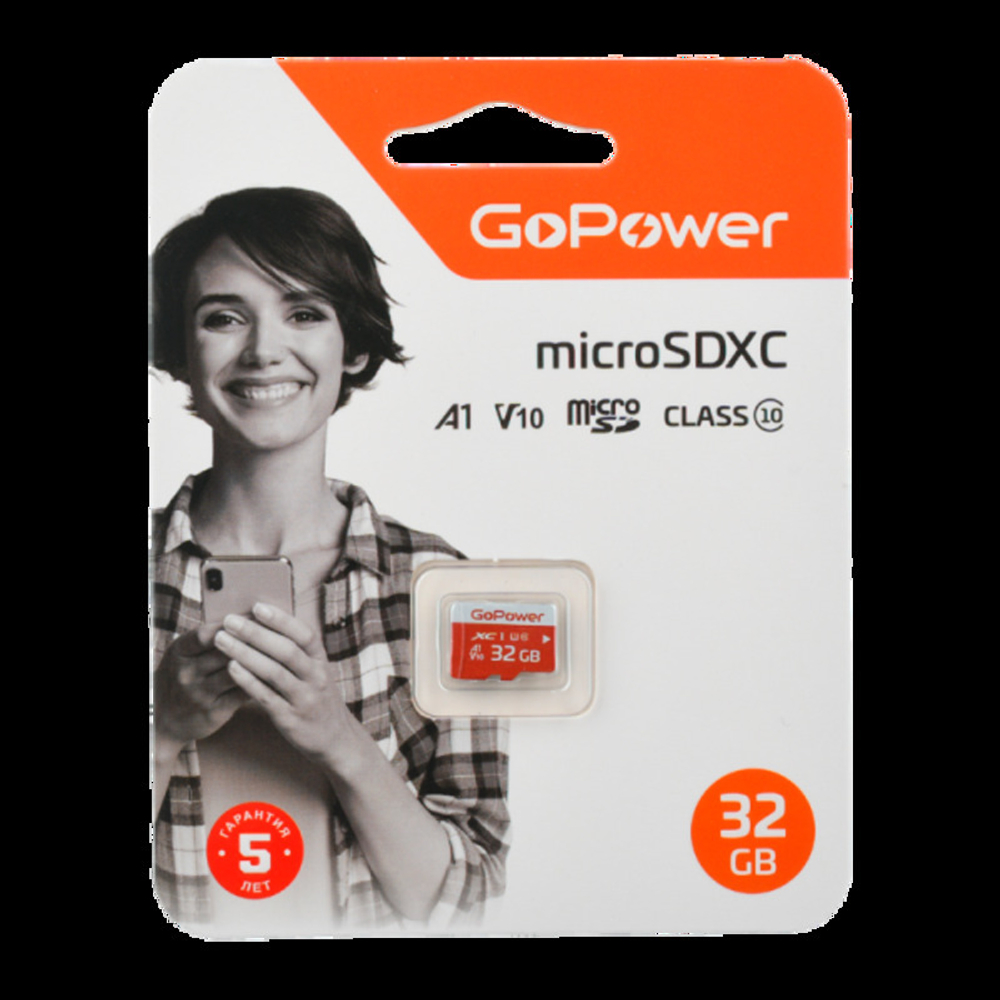 Карта памяти microSD GoPower 32GB Class10 UHS-I б/а