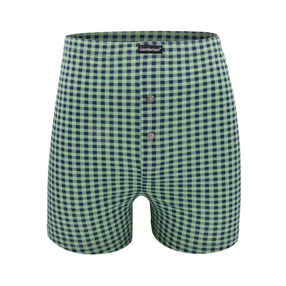 Мужские хлопковые трусы-боксеры в мелкую клетку (Размер: M) (Цвет: зеленая шотландка)