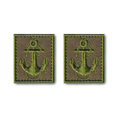 Эмблемы ( Нашивка Знак ) Петличные ( Петлицы ) Для Офицеров ВМФ России / Якорь Полевые Оливковые