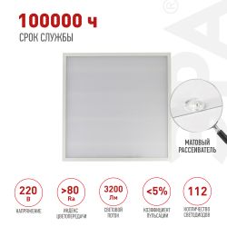 Светильник светодиодный ЭРА SPO-6-36-4K-M 36Вт 4000К IP40 595x595 матовый | Светильники с внутренним драйвером