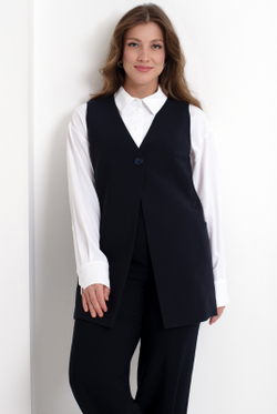 Удлинённый жилет 2980АЕ, Тёмно тёмно син #70ТТСи062980АЕ