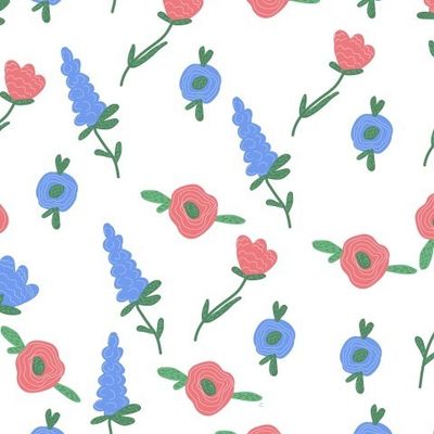 Голубые и розовые цветы