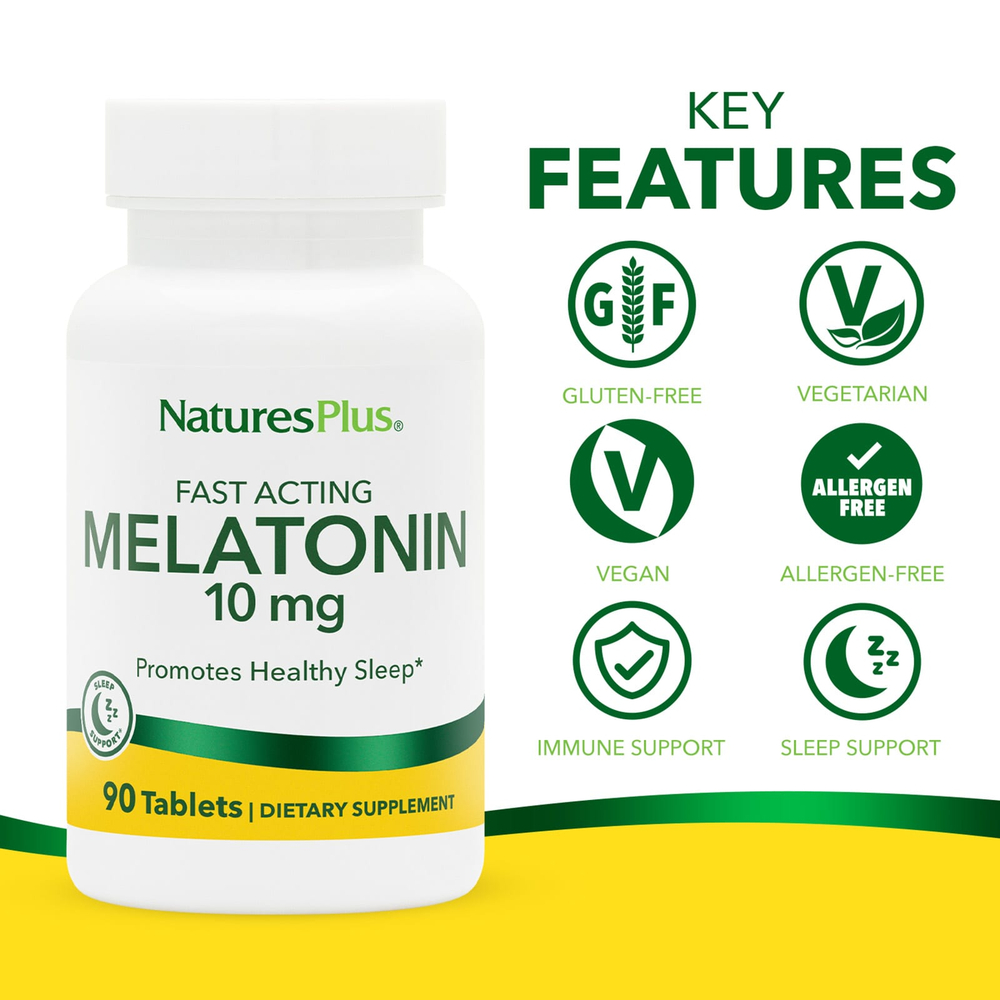 NaturesPlus, Мелатонин, 10 мг, 90 таблеток