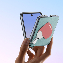 Чехол синего цвета (Love Edition) из искусственной кожи от Dux Ducis для Samsung Galaxy Z Flip 7, серия Luvy Series Case
