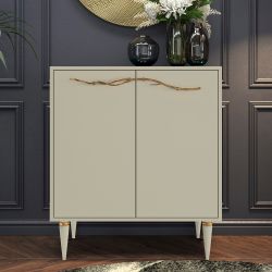 Комод Арт Колор matte Классик Голд с 2 полками Серый шелк матовый