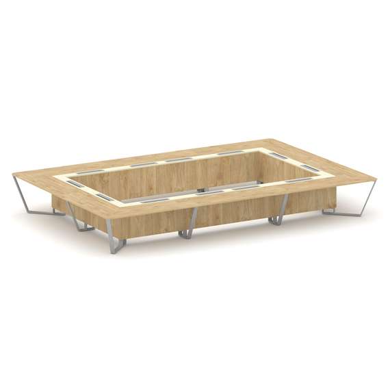 Steel Meet Стол переговорный прямоугольный KM-PR.B.SP-26K2 Тиквуд Светлый/Ваниль Глянец/Металл Серый