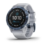 Спортивные наручные часы Garmin Fenix 6 Pro Solar синий минерал с белым ремешком 010-02410-19
