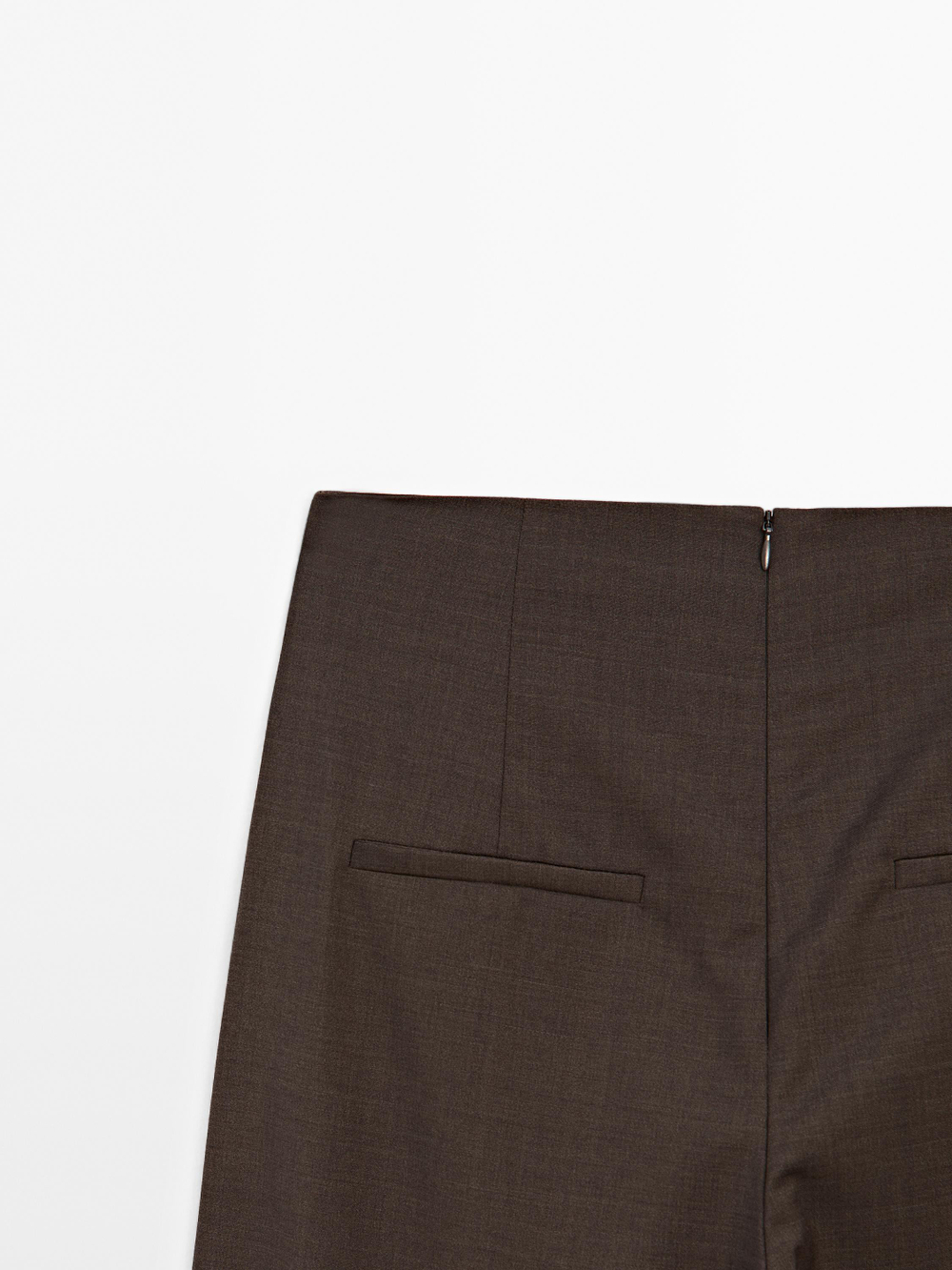 Massimo Dutti Брюки с широкими штанинами и вытачками из 100% шерсти - STUDIO, коричневый