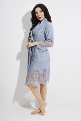 Халат женский с кружевом 4155 серый NUSA Турция