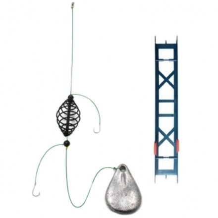 Оснастка фидерная Яман «Убийца карася», кормушка витая пружина 55 мм, груз ложка 80 г, плетеный шнур 0,15 мм, крючок №8 Chinu Ring, на мотовиле