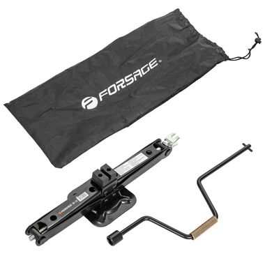 Домкрат механический ''ромб''2,5т с резиновой накладкой и ручкой-воротком с головкой 19мм (h min-100мм h max-485мм), в водоотталкивающем чехле Forsage F-114