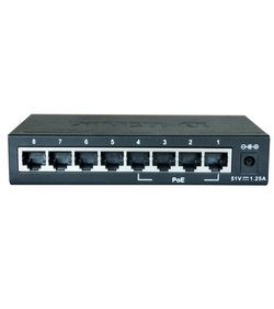 D-Link Unmanaged Switch 8x100Base-TX (4x100Base-TX PoE), PoE Budget 52W, metal case