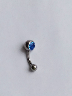 Банан для пупка, 1,6 х 10 мм, с камнем, синий