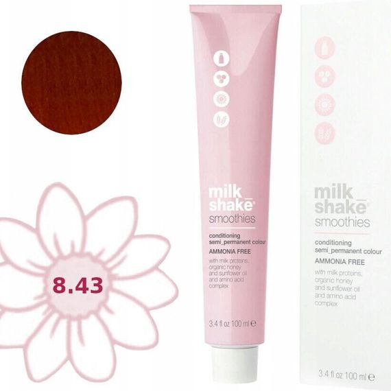 Milk Shake Milk Shake, Smoothies, Ammonia-Free, Semi-Permanent Hair Dye, 8.438CG Light Copper Golden Blond, 100 ml For Women