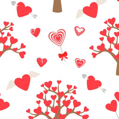 День святого Валентина сердца и дерево влюбленных