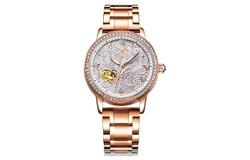 KANGOL Mechanical Movement Stainless Steel Watchband Watch Women"s Watch Red Watch Dial KANGOL K113