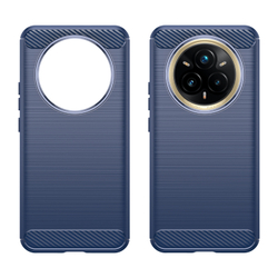 Чехол синего цвета на Realme 14 Pro+ Плюс, серия Carbon (дизайн под карбон) от Caseport