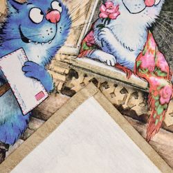 НАБОР САЛФЕТОК ИЗ 2-Х ШТ "СИНИЕ КОТЫ. ЛЮБОВЬ МОЯ",40Х40СМ, 100% ХЛОПОК,ТВИЛ, БЕЖ