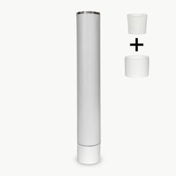 Тюбик алюминиевый 50 мл белый с белым рифленым колпачком (накручен) + Белый гладкий бушон