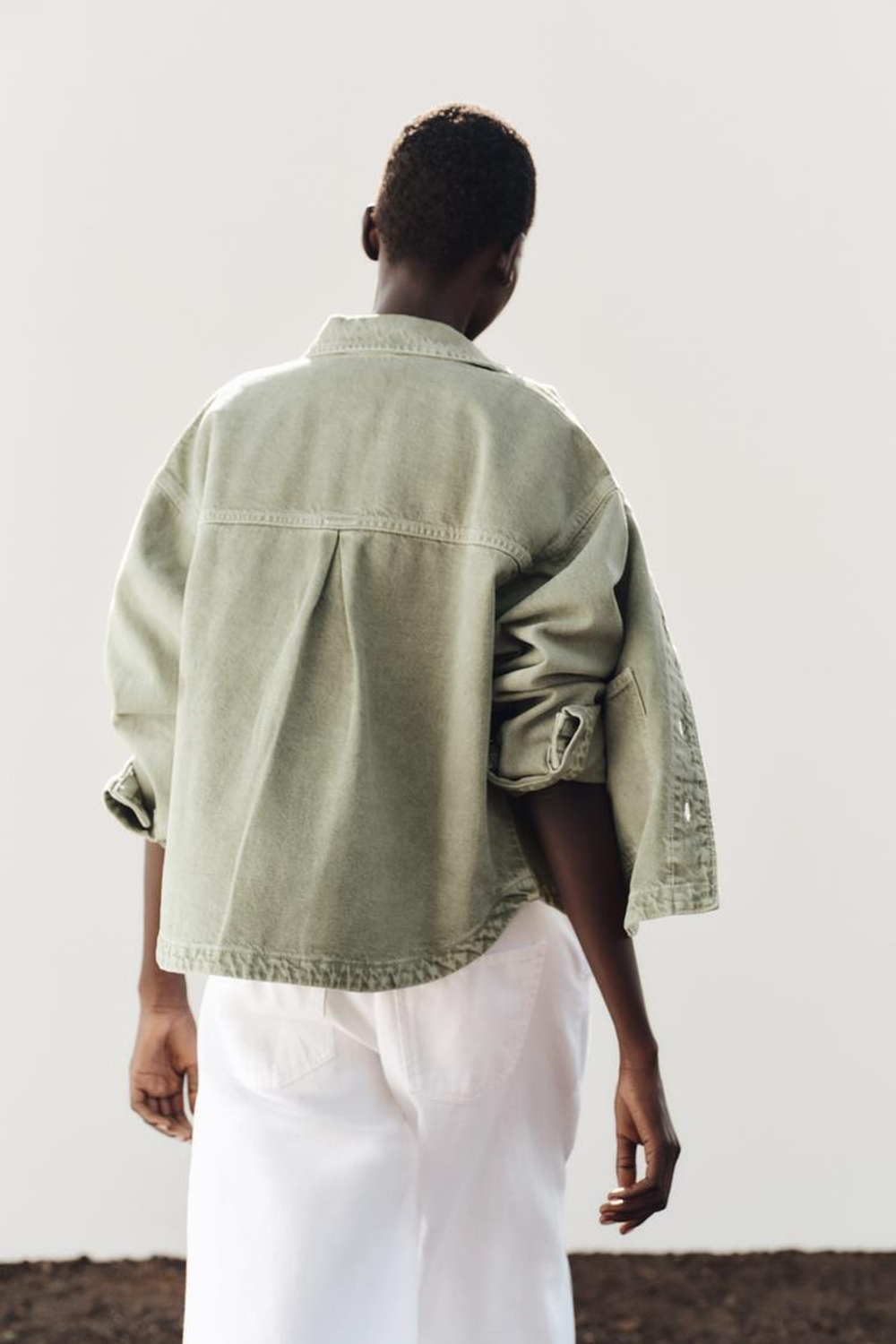 ZARA ДЖИНСОВАЯ КУРТКА Z1975 С КАРМАНАМИ, ХАКИ