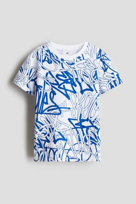 H&M Футболка из хлопка с принтом, синий