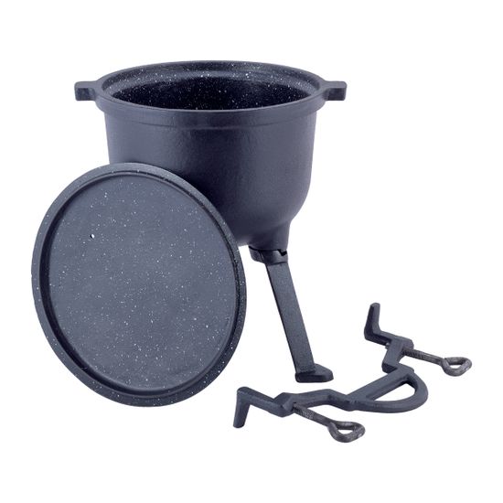 Котелок чугунный на ножках 4 л. Kamille KM-4800M с антипригарным покрытием