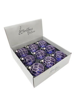 Набор шаров 8см 9шт ChristmasDeLuxe синий с блеском