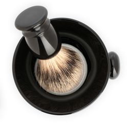 Чаша для бритья MUEHLE, черный фарфор, с ручкой (RN 46)