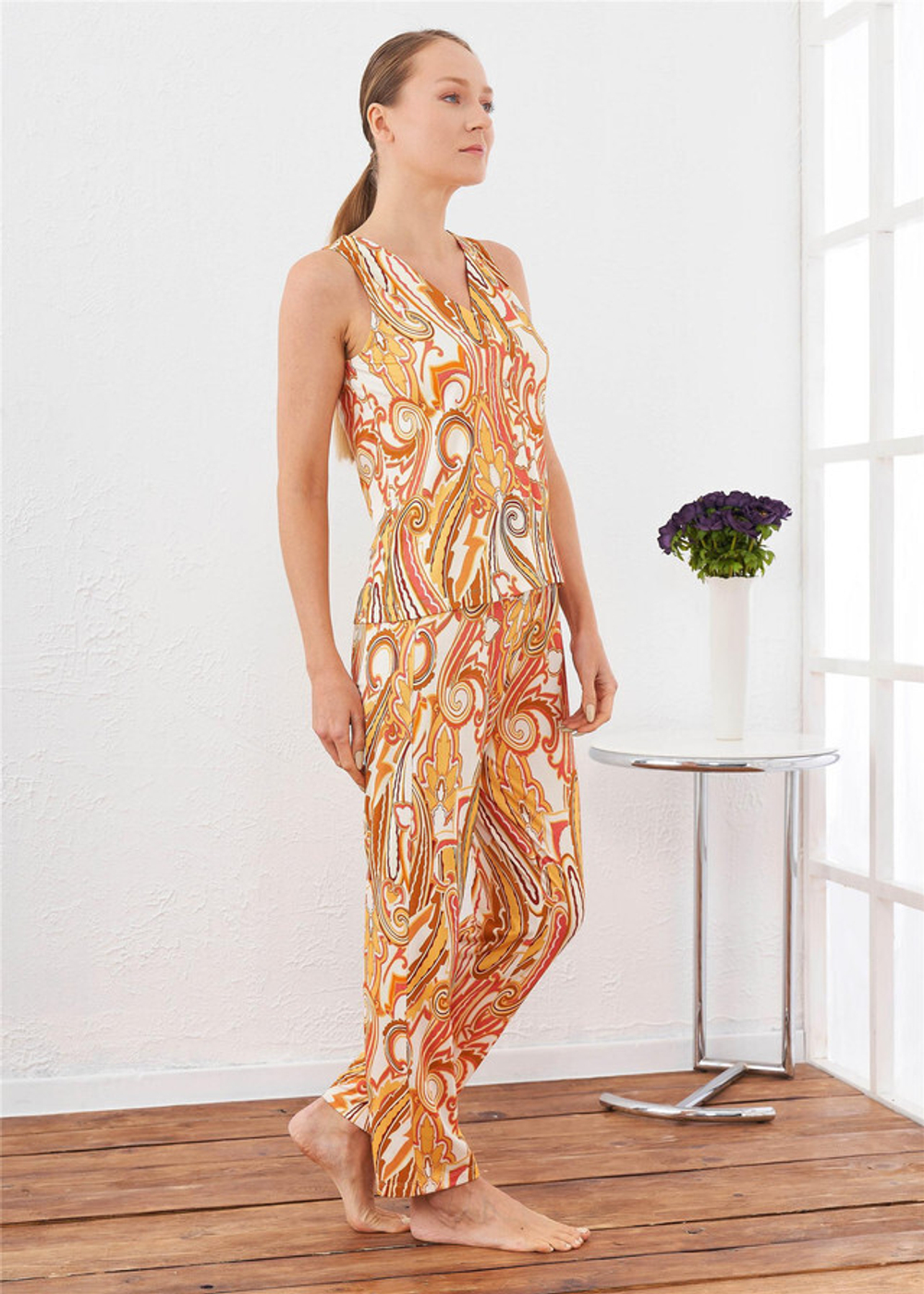RELAX MODE / Пижама женская со штанами летняя вискоза домашний костюм - 10584