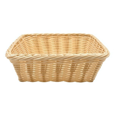 Корзина настольная квадратная "Полиротанг", Д240 Ш240 В75, светло-бежевый