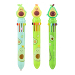 Ручка шариковая, автоматическая, 10в1, Basir, серия "Авокадо", 10-ти цветная, с резиновой фигуркой, 36 шт