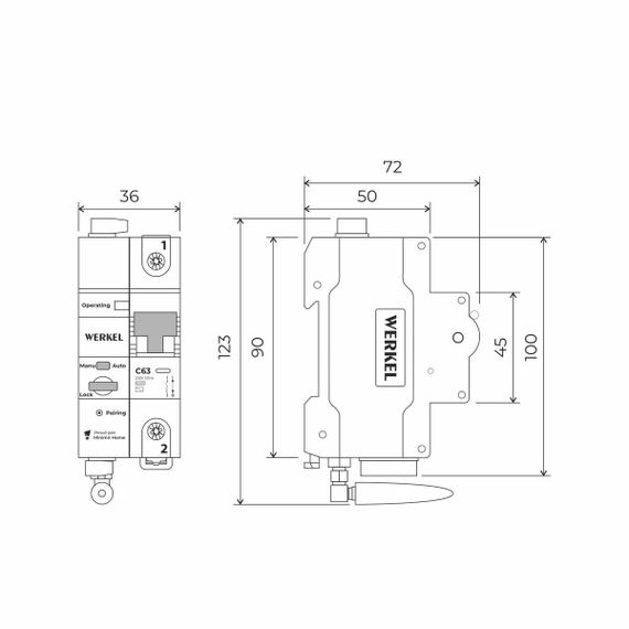 Автоматический выключатель Werkel 1P 63A C 6kA W1001P6301 4690389194573