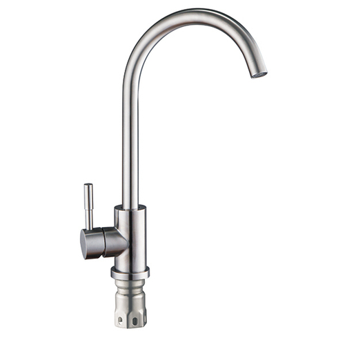 Смеситель для кухни 35к Glauf ZAP4-A090 НЕРЖ высокий излив, бок. ручка, п/гайку